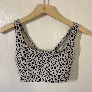 Athleta Black and White Leopard Print Sports Bra